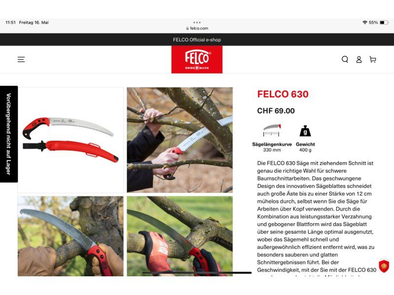 Felco Sägen: Felco 630 Baumsäge, NEU mit Holster – Neu und originalverpackt aus Wängi von Thurgauer98 2