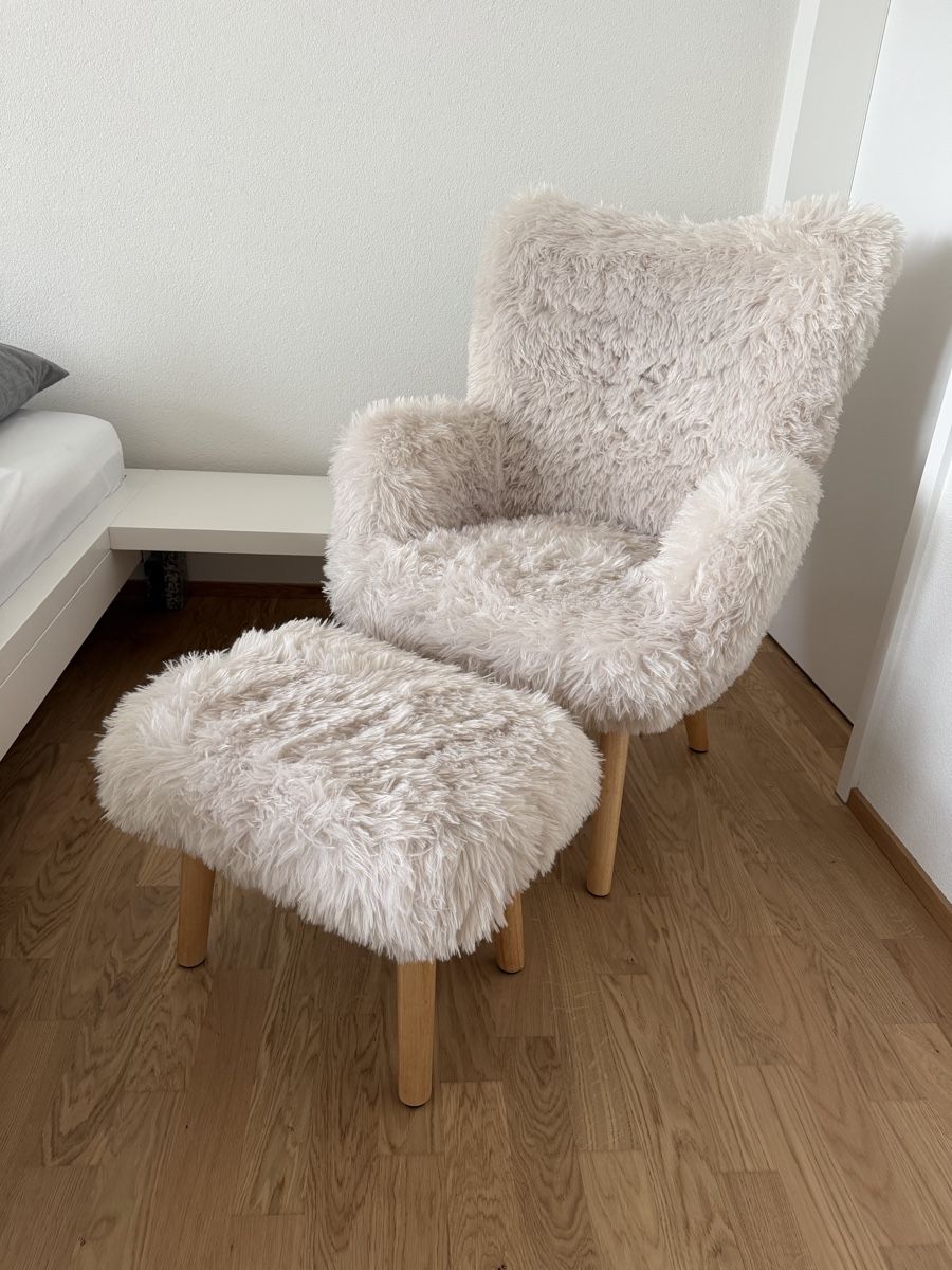 Poltrone: Fauteuil fluffy très doux et pouf assorti – Nuovo (secondo la descrizione) da Düdingen venduto da Manuela14 1