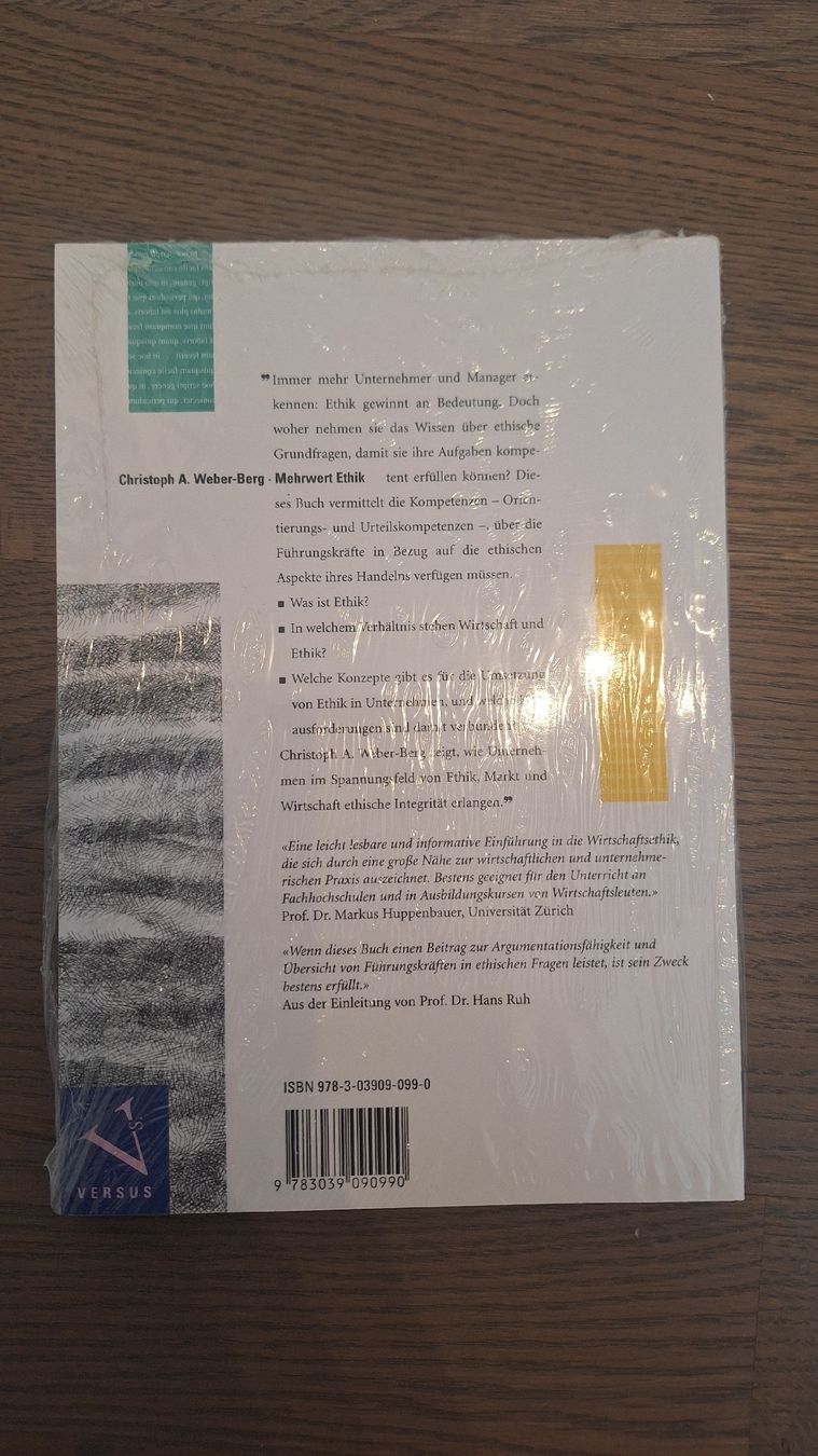 Bücher: Mehrwert Ethik - Christoph A. Weber-Berg – Neu und originalverpackt aus Mühlethurnen von Asdf2222 1