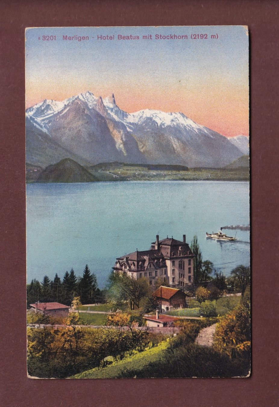 Cartoline postali: MERLIGEN - Hotel Beatus – Usato da Pully venduto da nicecards-shop