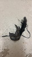 Black Masquerade Mask with Feathers New