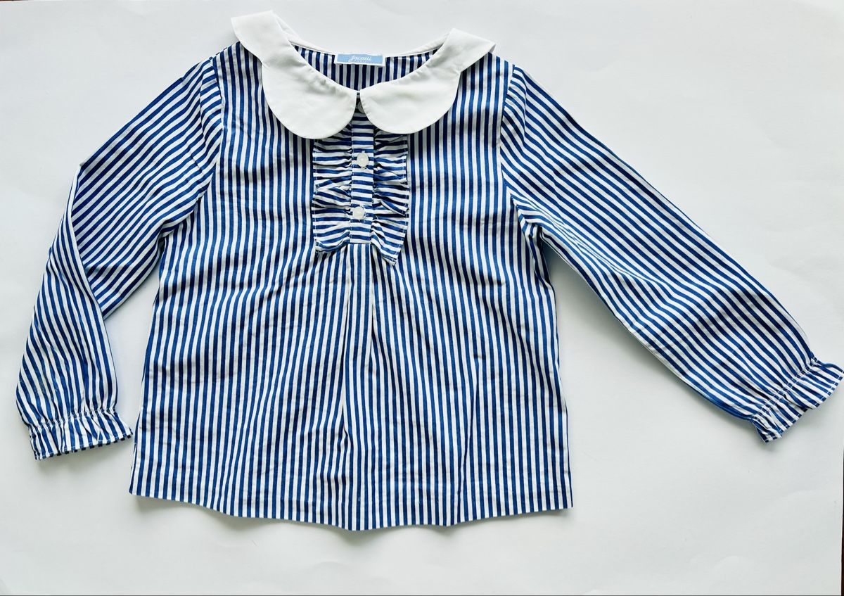 Jacadi Camicette, T-shirt & Top: Blouse rayée bleue et blanche - JACADI - Taille 110 - 5 ans – Usato da Zug venduto da ama_fgg6