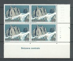 1972, Sondermarke Schweizer Alpen, Viererblock **