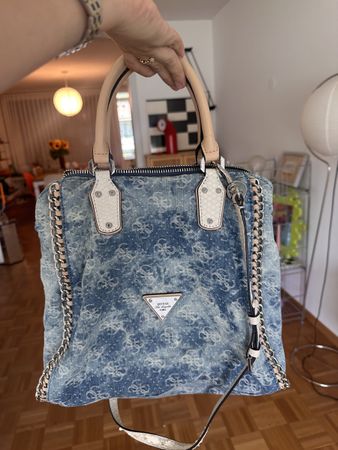 Vintage Y2K Guess Tasche ins Jeansoptik silbern