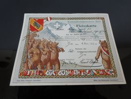 Fleisskarte  Bern Kantonalschützenverein 1911