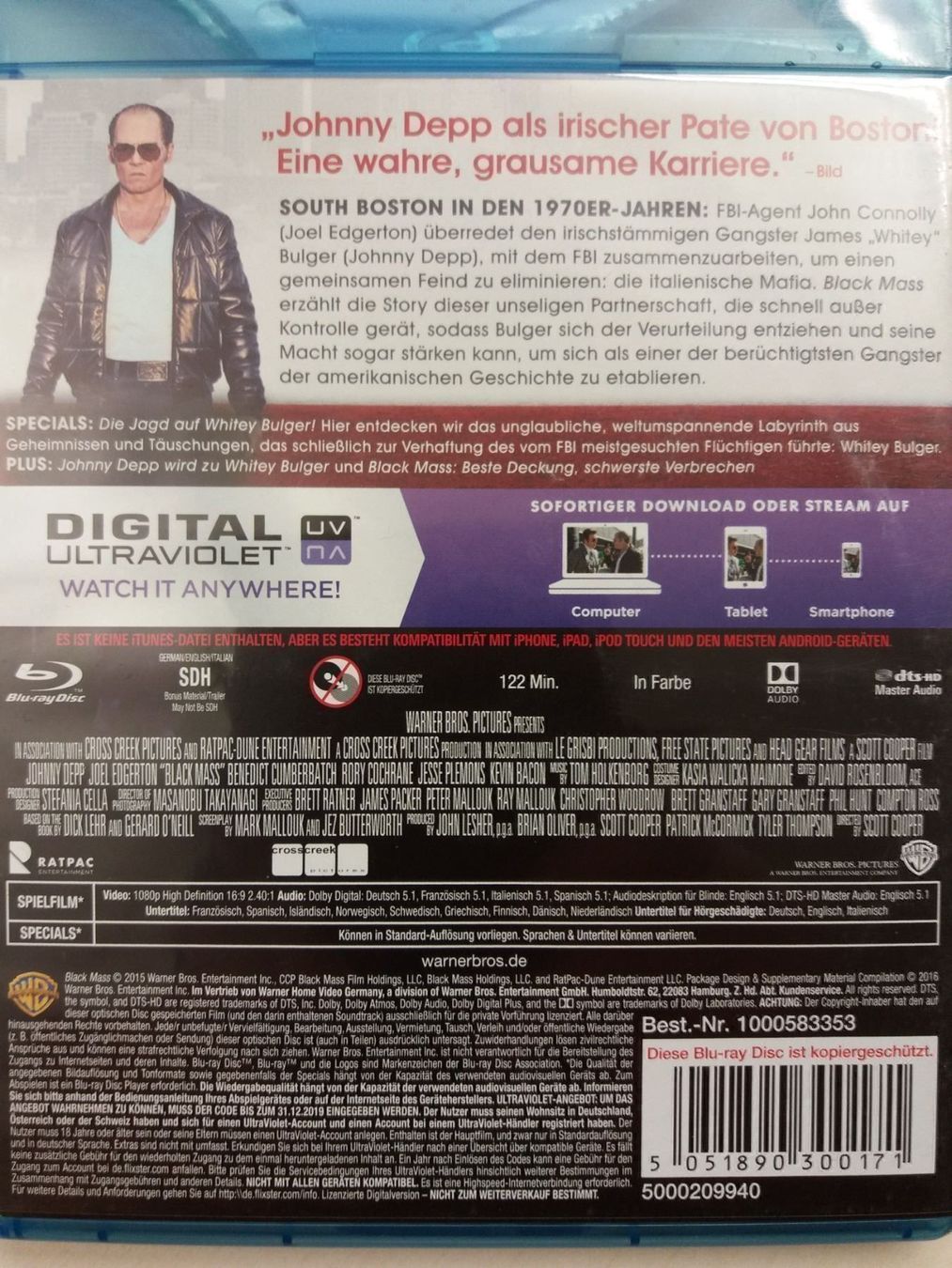 Tutti i DVDs: Blu-ray Black Mass mit Johnny Depp – Usato da Eiken venduto da Lashar 1