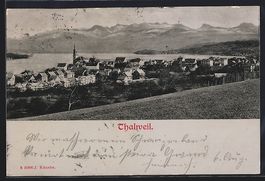 Thalweil, Ortsansicht mit Bergpanorama