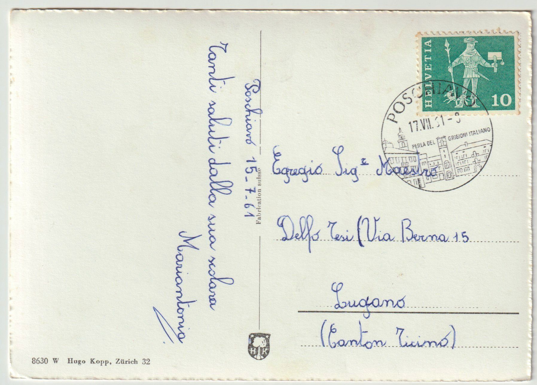 Cartoline postali: Ak Poschiavo, Fliegeraufnahme – Usato da Bedigliora venduto da positano 1
