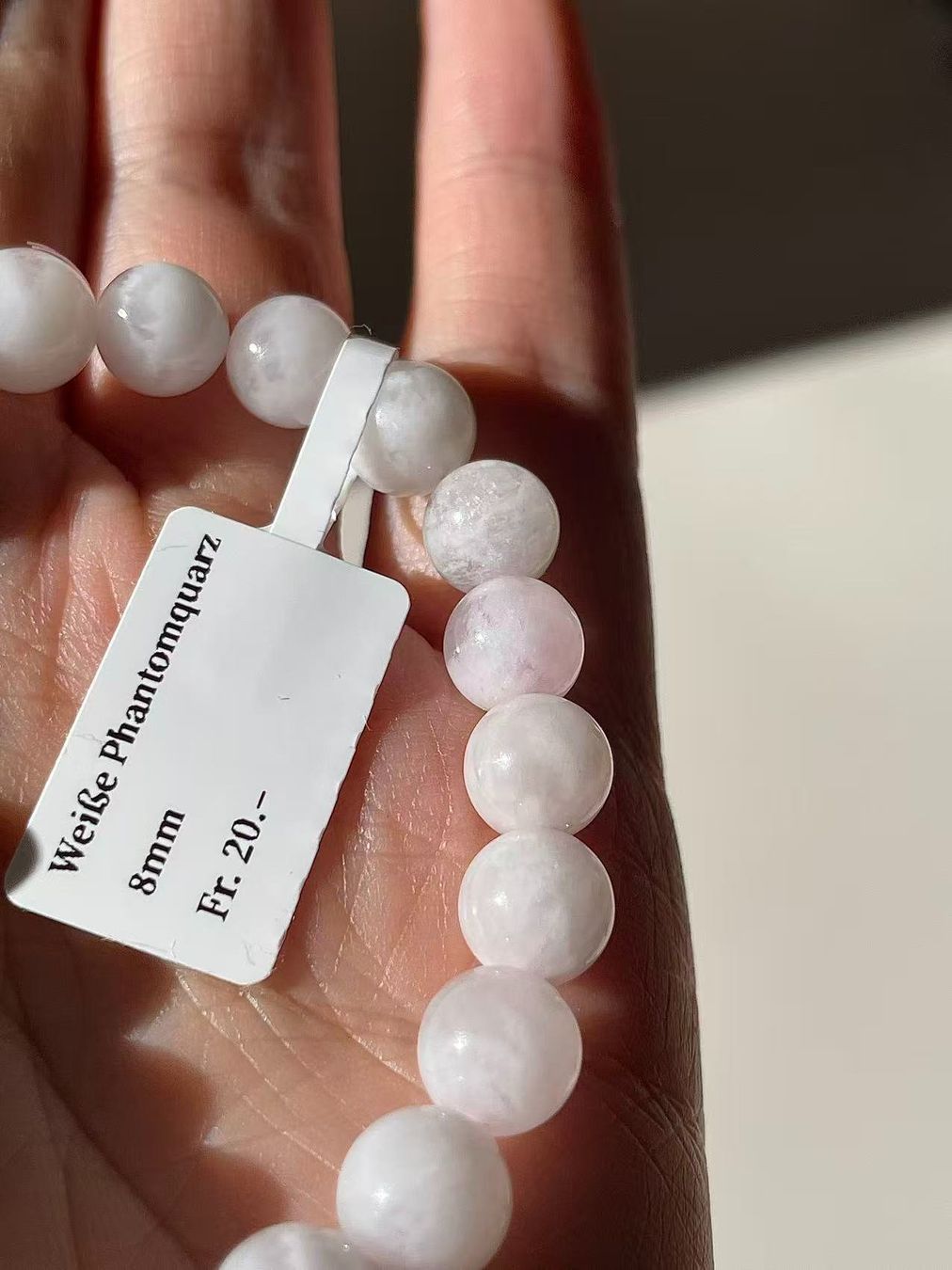 Pietre preziose: Weißer Phantomquarz Edelstein Armband – Nuovo e nell'imballaggio originale da Schiers venduto da sisikristall 3