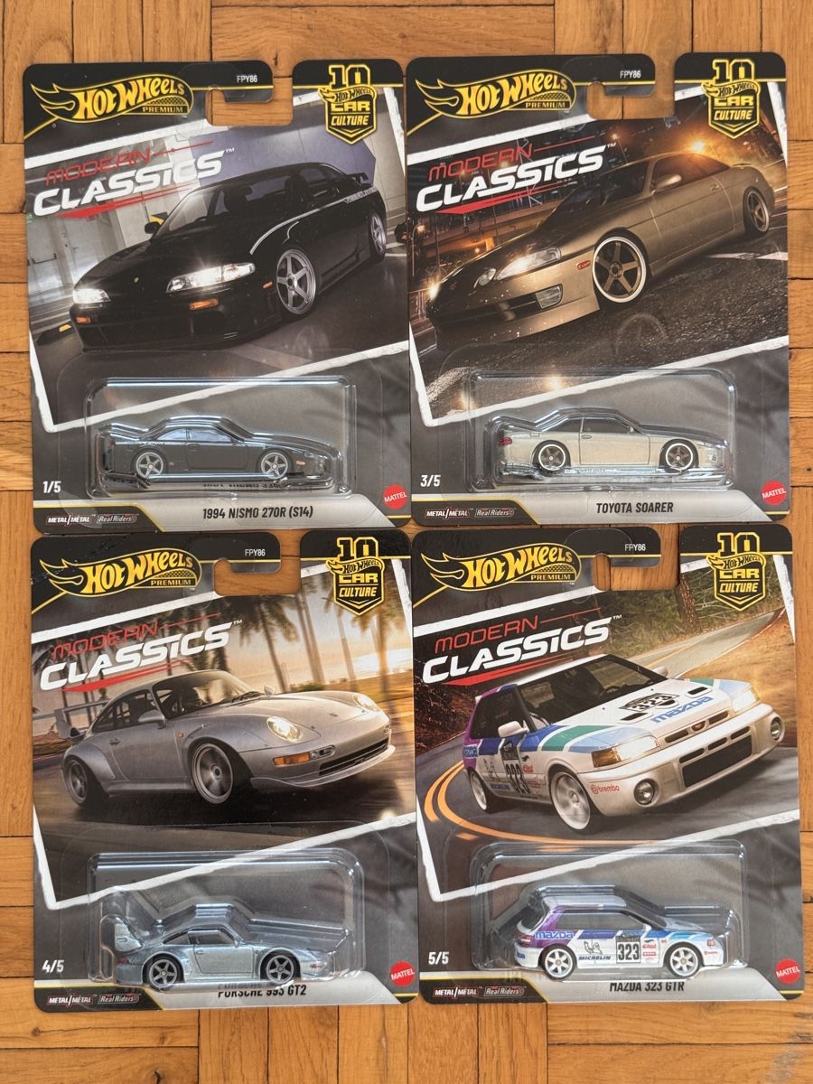 Hot Wheels Modellini d'auto: Hot Wheels Modern Classics 4er Set mit Porsche 993 GT2 – Nuovo e nell'imballaggio originale da Oberhasli venduto da digital-capture