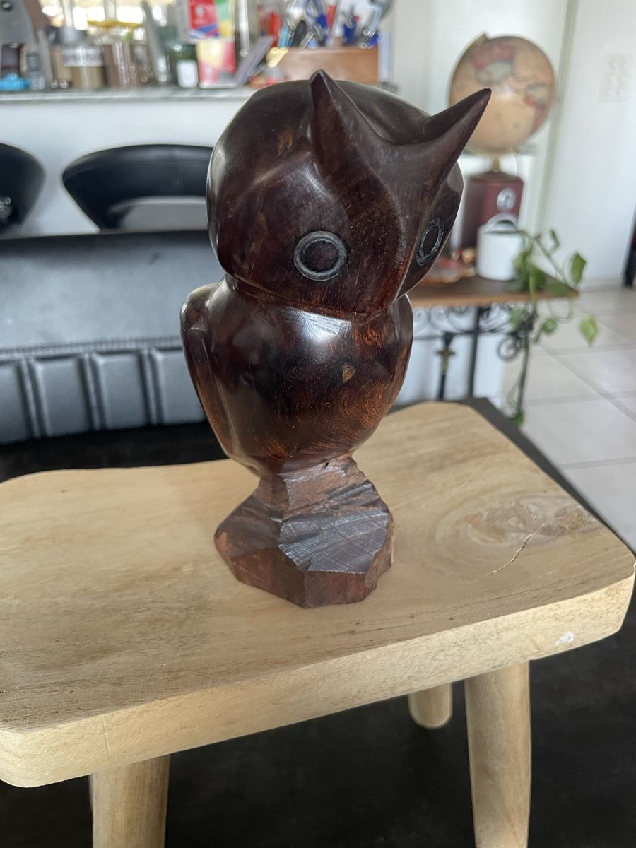 Skulpturen & Statuen: Ancienne Sculpture Chouette Bois Massif – Gebraucht aus Vallamand von Bricbracbroc82 1