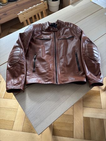 Echt Leder-Motorradjacke mit Steppweste XL