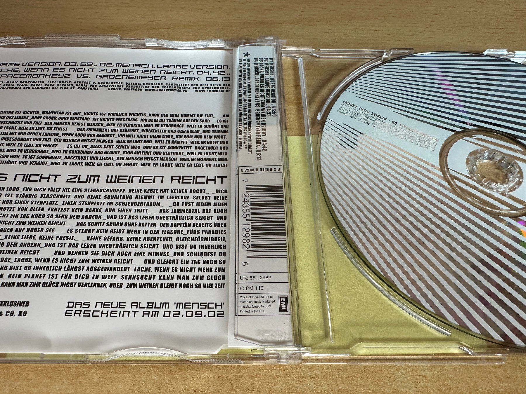 CD: Herbert Grönemeyer – Mensch - Single CD – Usato da Rikon im Tösstal venduto da Alpenmutz 1