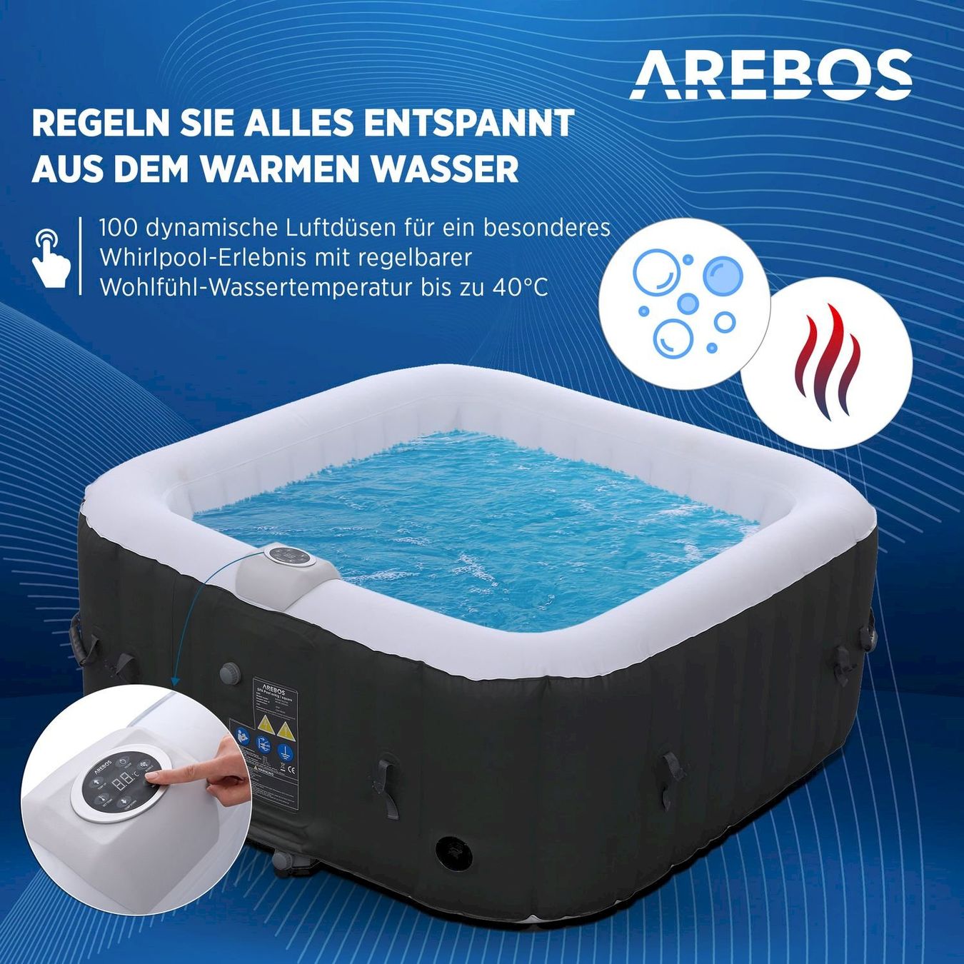 Whirlpool: Arebos Florence Whirlpool Spa 154x154cm – Neu und originalverpackt aus Bottighofen von zaap 2