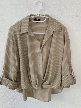 Leichte, luftige Bluse, beige/weiss gestreift, Gr. 38