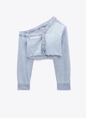 Coole Jeansbluse mit One-Shoulder-Look - Sommer Must-Have!