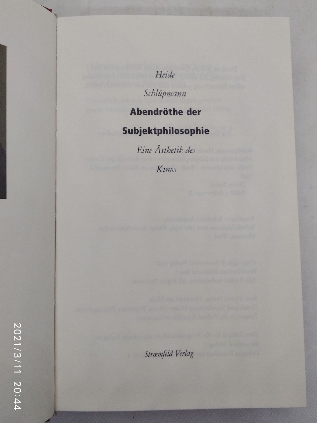 Libri: FILMTHEORIE - HEIDE SCHLÜPMANN – Usato da Goldach venduto da Gaip 3