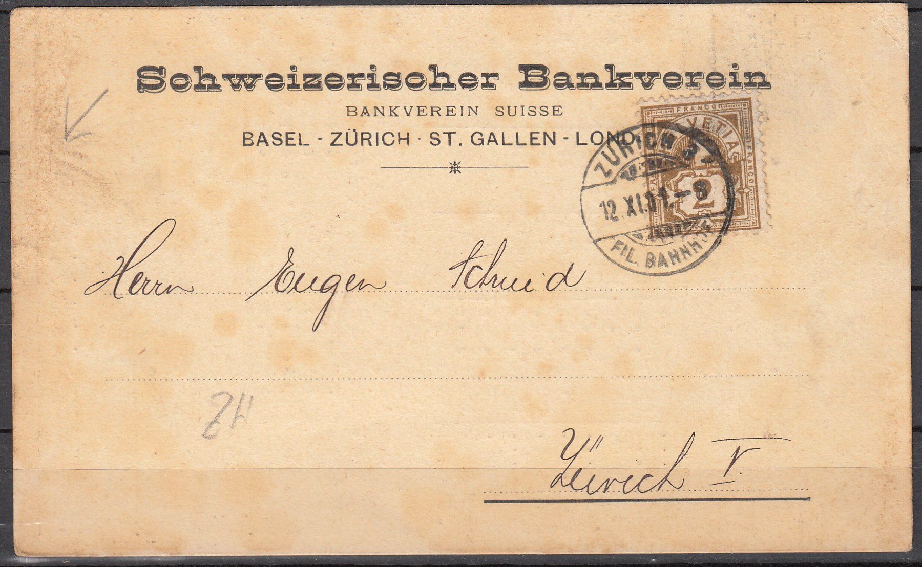 Tutti i francobolli: Brief Schweiz Mit Ziffermarke 1901 – Usato da Herrliberg venduto da Lfrifda