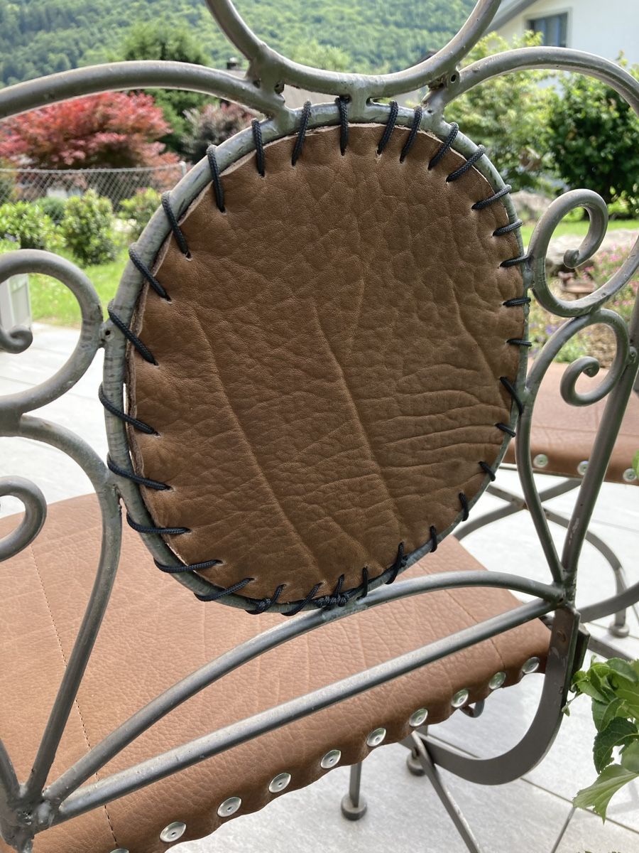 Sedie: 2 TOP - ANTIKE METALL mit LEDER GARTENSTÜHLE – Usato da Nidfurn venduto da cejeisda 5