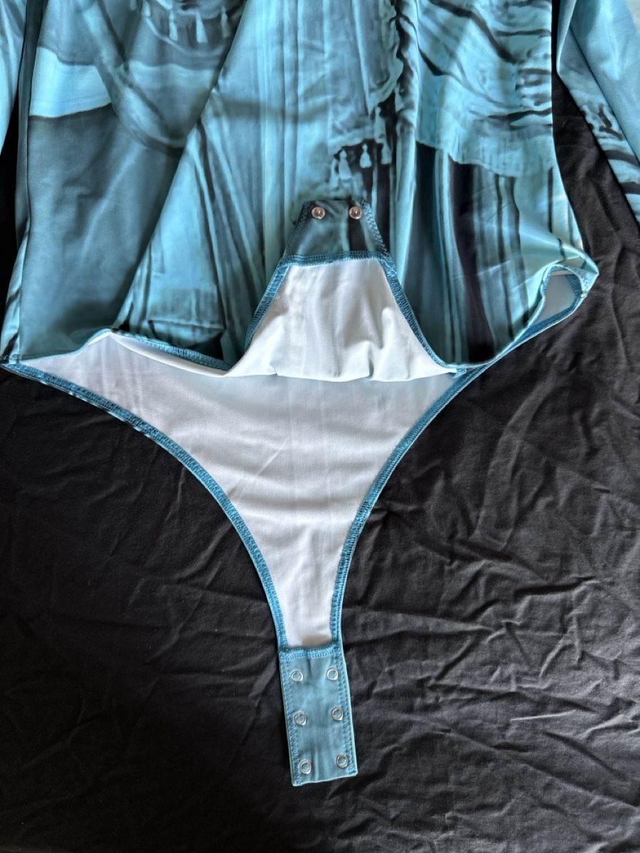 H&M Top: H&M Studio Long Sleeve Bodysuit Blue Print S – Nuovo (secondo la descrizione) da Biel/Bienne venduto da TanyaM02 3