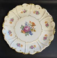 JLMENAU Porzellan Schale weiss farbiges florales Dekor Gold