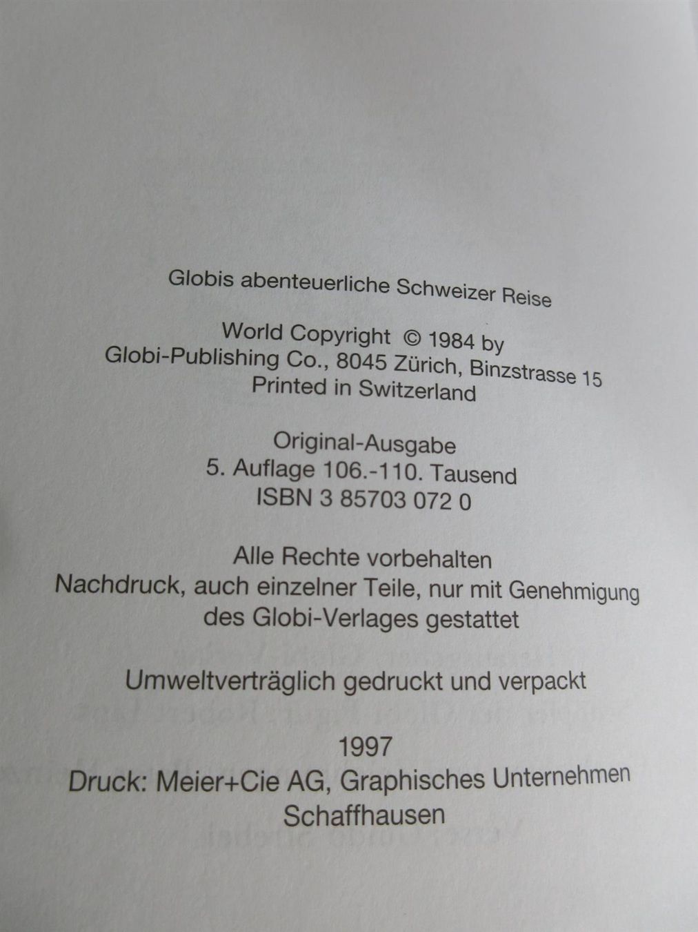 Libri: Globis abenteuerliche Schweizer Reise, 1997 – Usato da Binningen venduto da Oldfashion 1