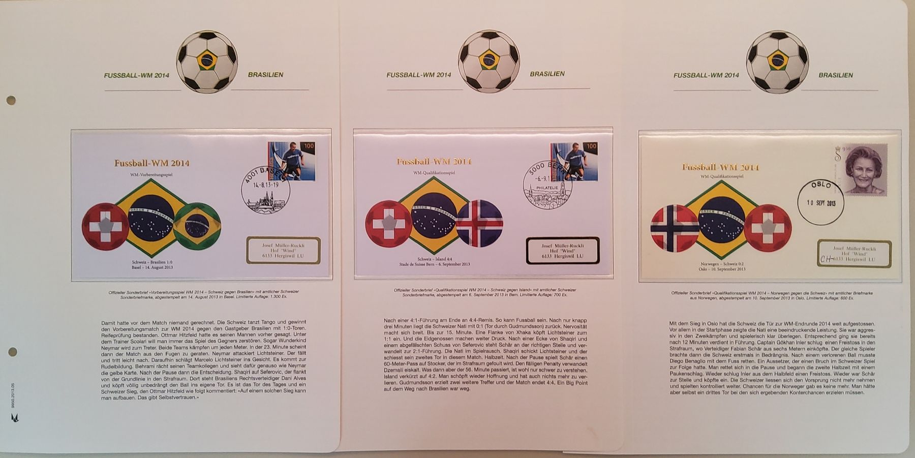 Tutti i francobolli: Fussball WM 2014 - Los 1 - 21 Briefe – Usato da Buchrain venduto da mue_kru 6