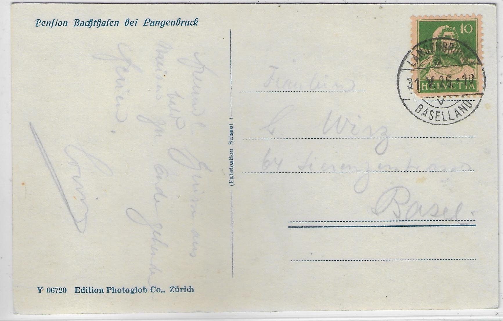 Cartoline postali: Pension Bachthalen bei Langenbruck – Usato da Ettingen venduto da Kartenplanet 1