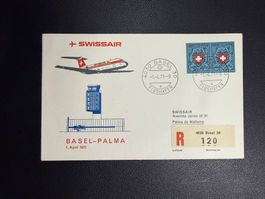 Swissair Erstflugbrief Basel-Palma 1971