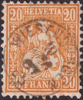 Sitzende: Nr.32 mit Fingerhut-Stempel von WIESENDANGEN ZH