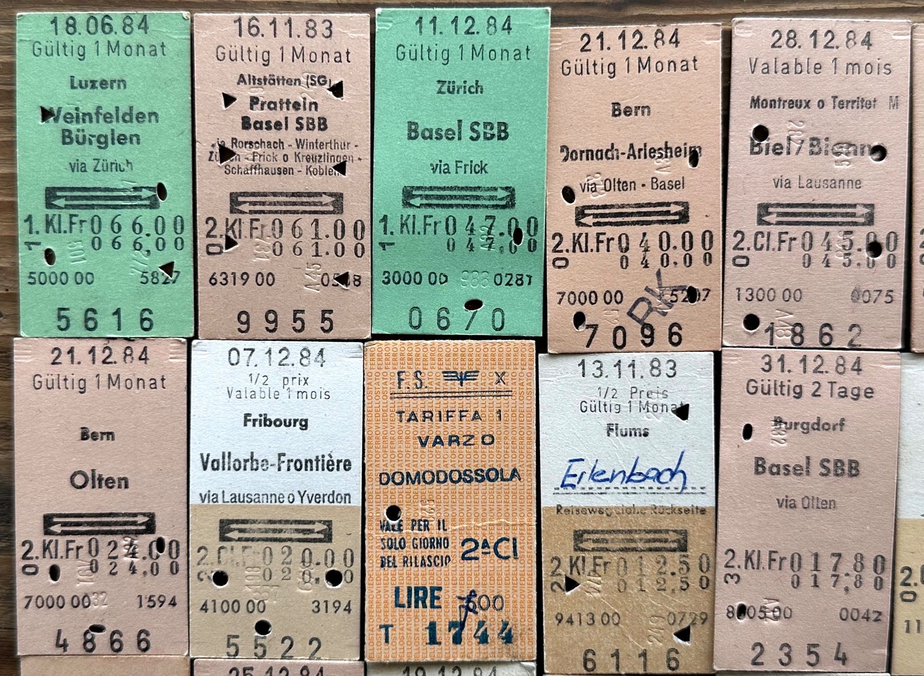 Biglietti: 20 Top Billette, SBB, Tickets Edmondsche Kartonbillette – Usato da Seltisberg venduto da quadartswiss 1