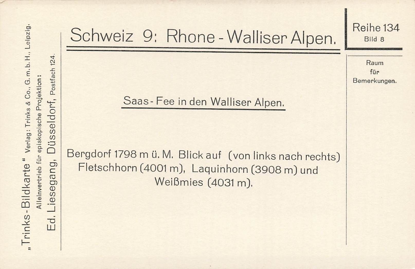 Cartoline postali: Saas Fee – Usato da Biasca venduto da Blenio71 1