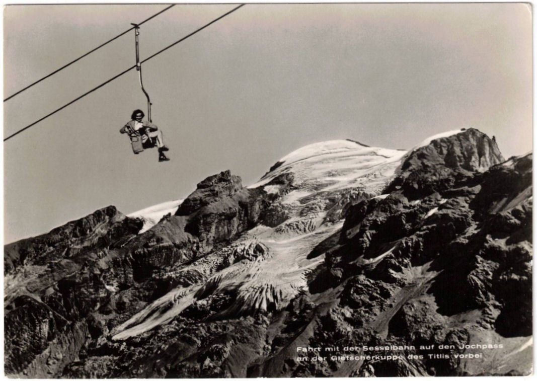 Cartoline postali: Engelberg - Sessellift Trübsee--Jochpass mit Titlis – Usato da Binningen venduto da Mountainrider