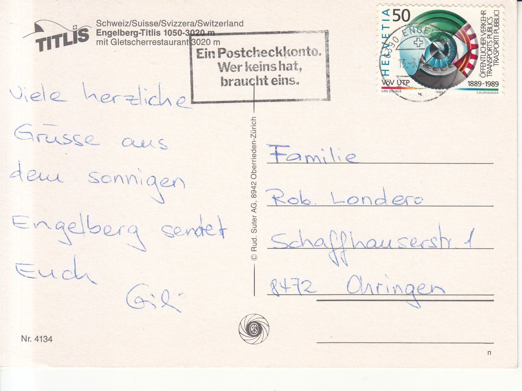 Cartes postales: Titlis 1989 – D'occasion à Bürglen TG par StampGraf 1
