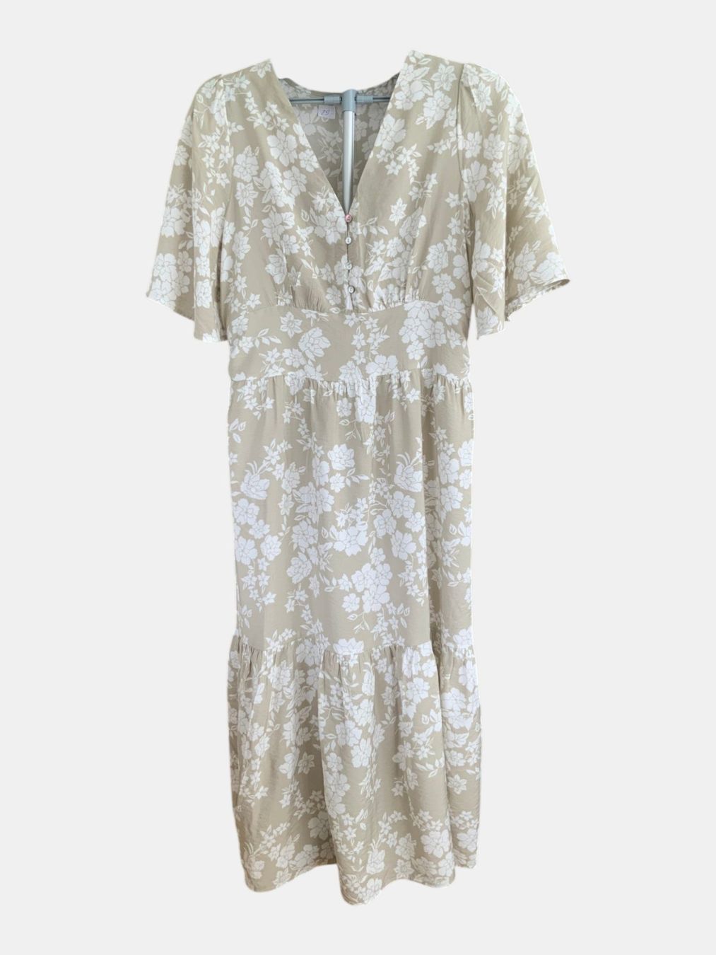 Kleider: Beige Weiss Floral Kleid Gr: L – Gebraucht aus Meilen von MaisonSelect