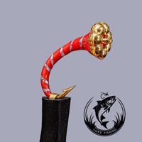 Hegene/Gambe mit 5 Nymphen, Goldkopf, Rot/Gold, #14