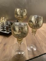 Windlicht Gläser Glas Set 3 stück Gold NeuPreis 90.-