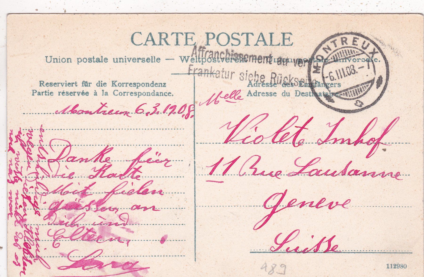 Cartoline postali: Les Avants Bahn 1908 – Usato da Herisau venduto da Lisegrat2008 1