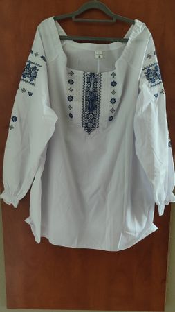 Besticktes Hemd aus der Ukraine mit blauen Stickereien XXL