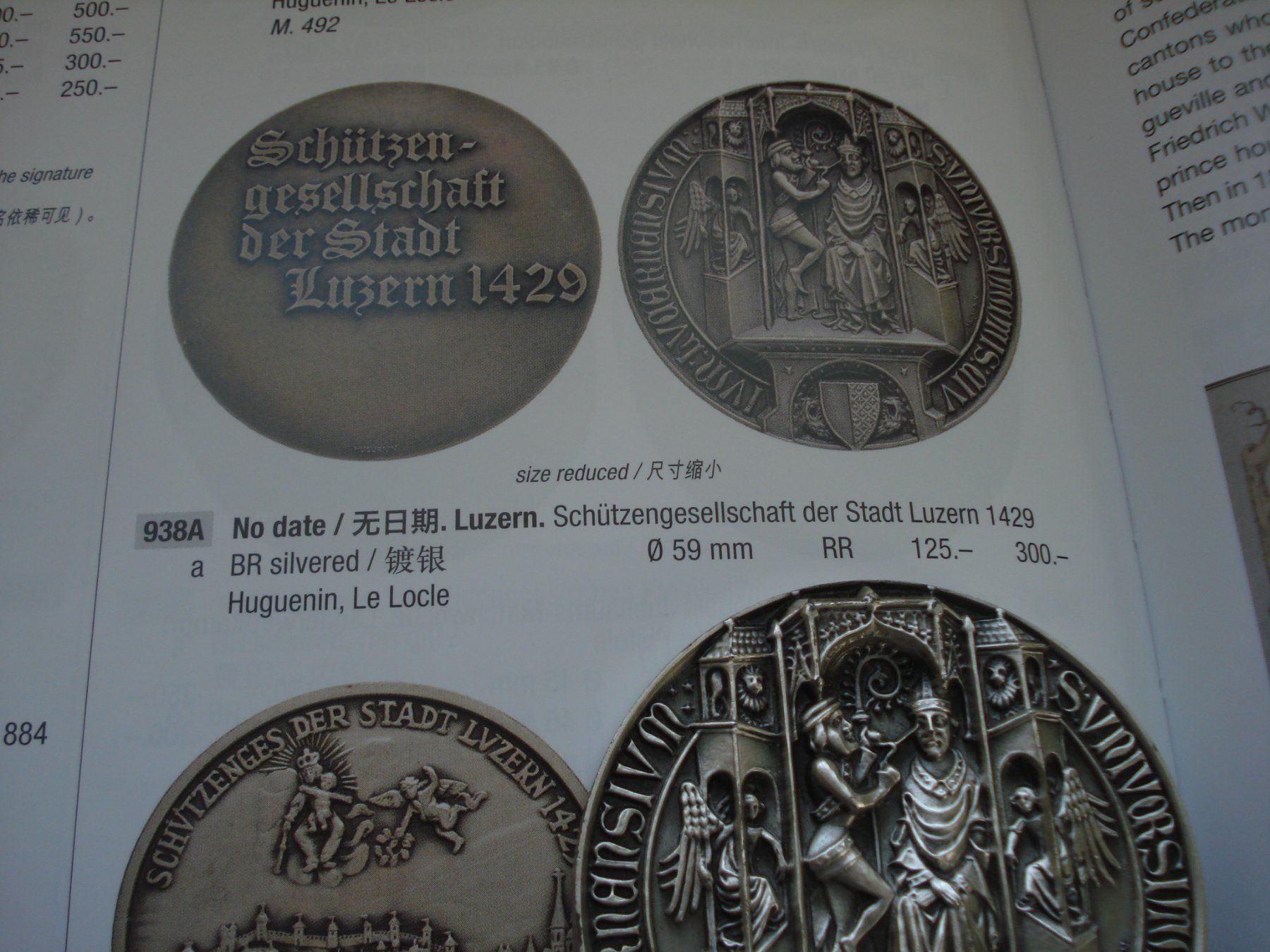 Medaglie: (W3) Luzern (938A) RR – Usato da Erlach venduto da Net-Coins