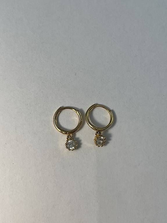 Orecchini pendenti & Orecchini a lobo: Mini Hoops Gold mit Stein – Usato da Birsfelden venduto da tam_t8t8