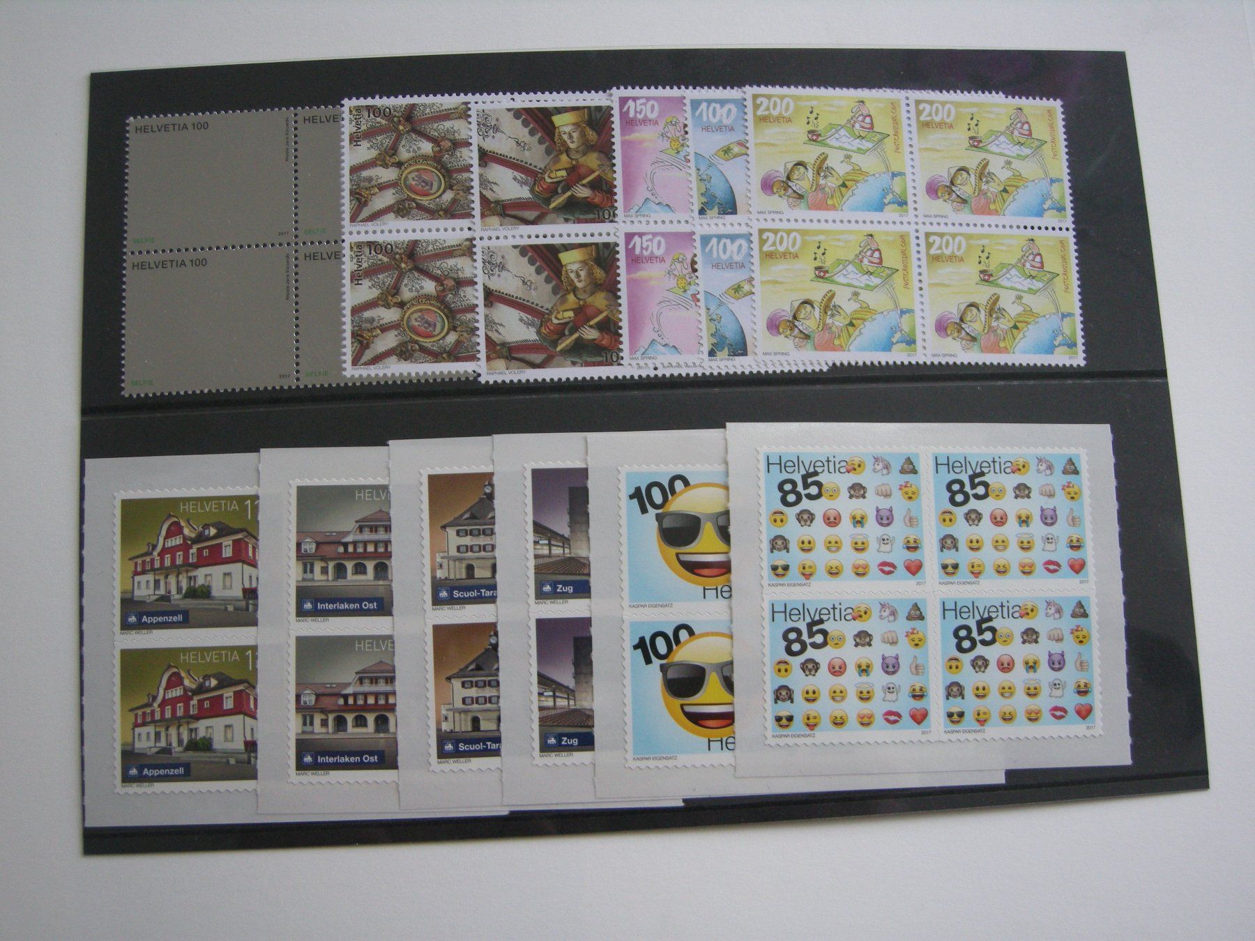 Alle Briefmarken: 2017 EMISSION 3, 4er BLOCKS POSTFRISCH, FRANKATUR, postpreis – Gebraucht aus Rüti ZH von jupi1945 1