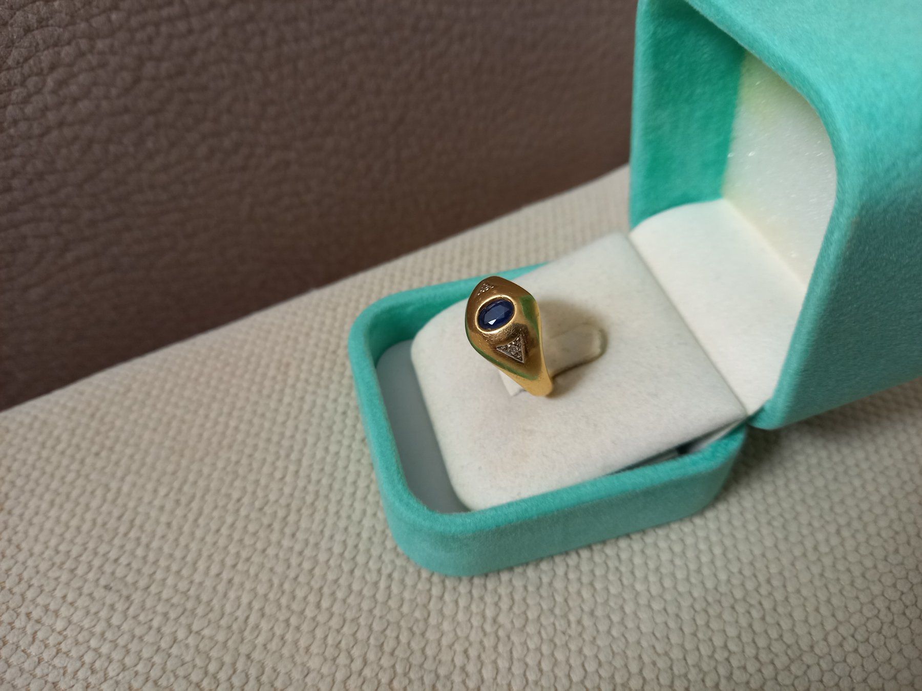 Anelli: Schöner antiker-Ring mit Saphir und 2 Diamanten – Usato da Rickenbach LU venduto da pepan44 1