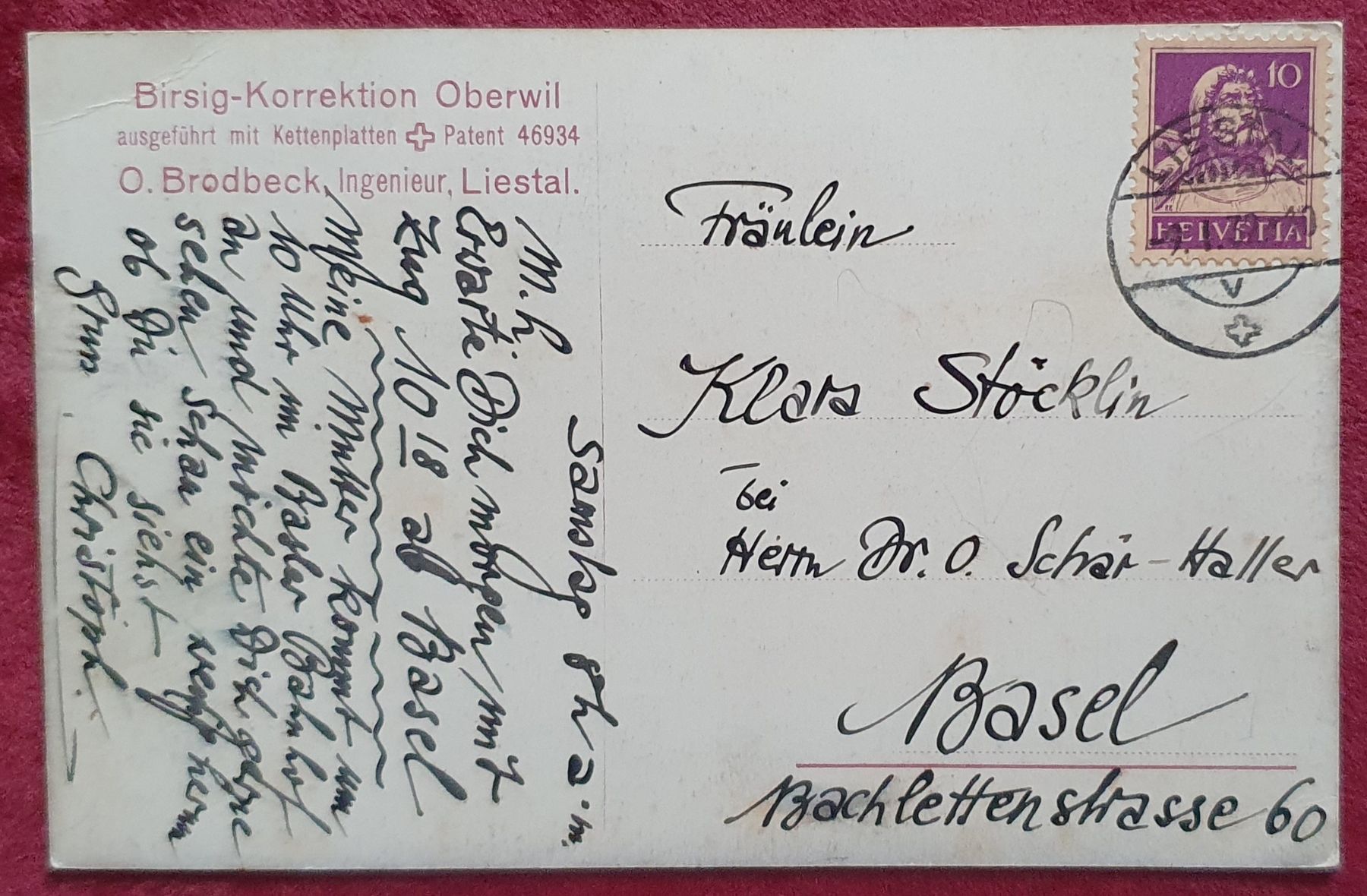 Cartoline postali: Birsig-Korrektion Oberwil 1932 – Usato da Kreuzlingen venduto da Rschweiz1 1