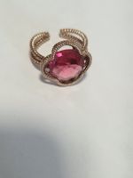Open Clover Gemstone Cocktail Ring Rosegold Pink Tourmaline