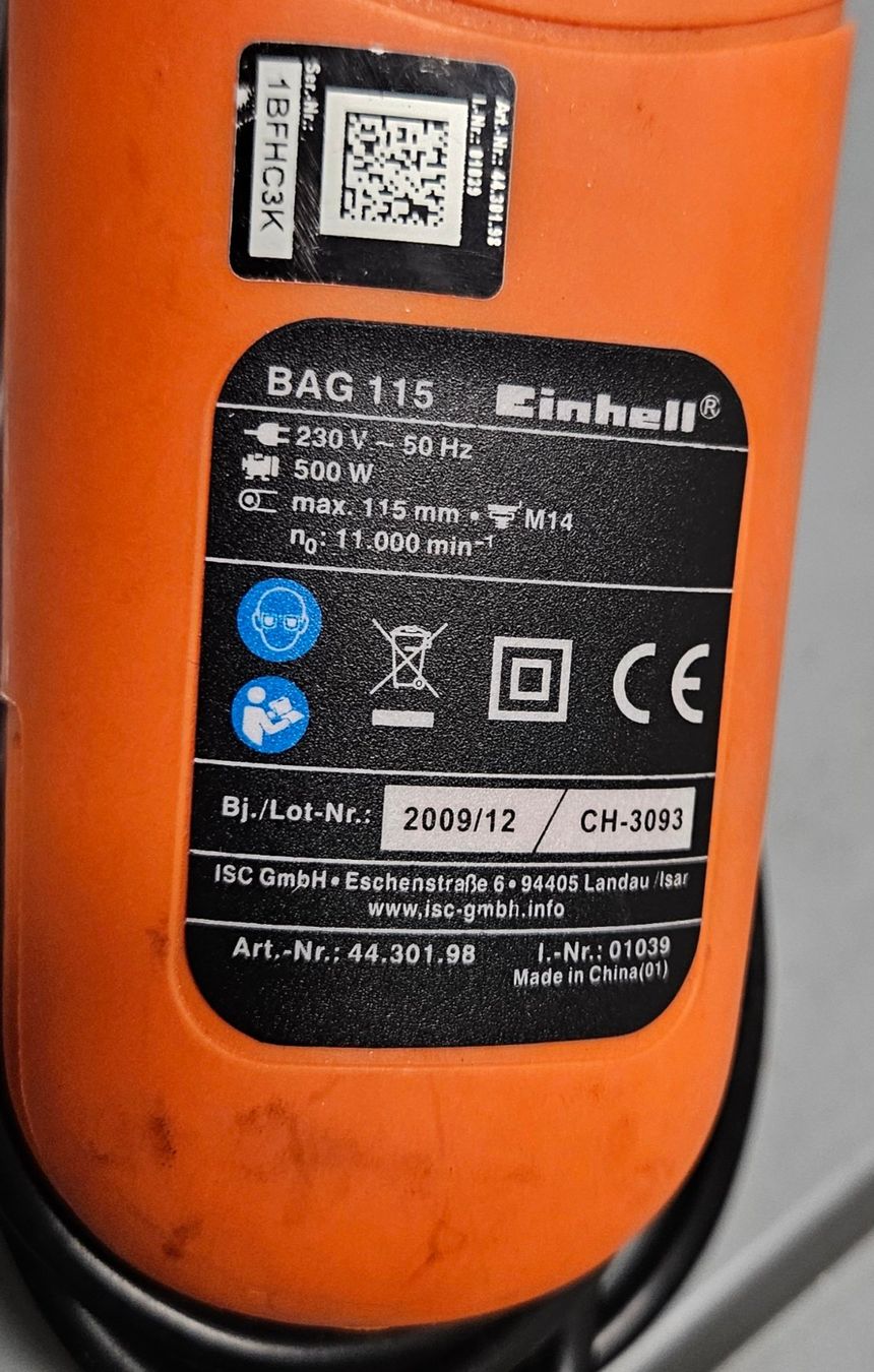 Einhell Smerigliatrici & Lucidatrici: Bavaria Winkelschleifer BAG 115, 500W – Usato da Kleindöttingen venduto da Ballu33 2