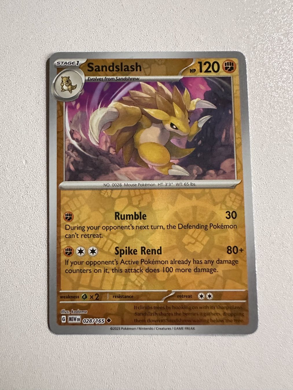 Pokémon Sammelbilder & Trading cards: Sandslash MEW 028/165 EN – Neu (gemäss Beschreibung) aus Zürich von 05t_bwx2