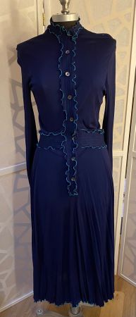 Vintage great blue jersey dress. Size UK10/XS