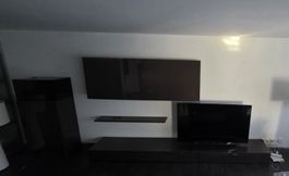 Wohnwand Set inkl Vitrine und sideboard dunkelbraun Hochglan