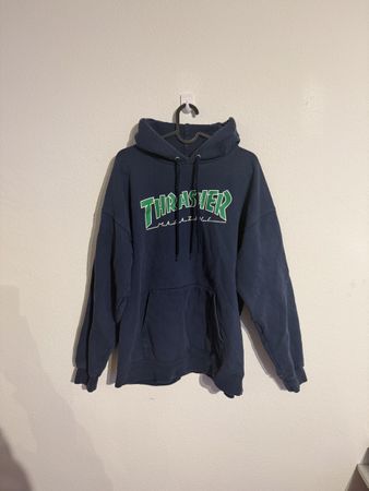Thrasher Magazine Hoodie Navy / Green – Gr. L skate